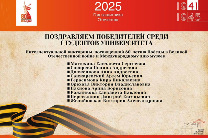 События НИУ «БелГУ» итоги интеллектуальной онлайн-викторины подвели в ниу «белгу»
